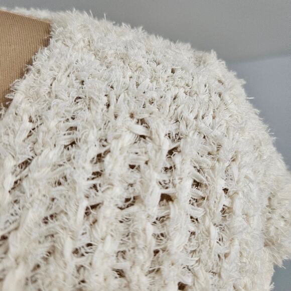 Eileen Fisher Womens Eyelash Summer Sweater Short Cap Sleeve Cream Ivory XXS - Picture 9 of 14